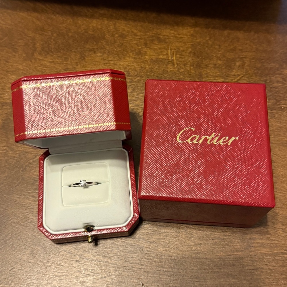 Cartier 1895 1/4 Carat VVS2/E GIA Natural Diamond Platinum Engagement Ring Sz 46 - Picture 4 of 16